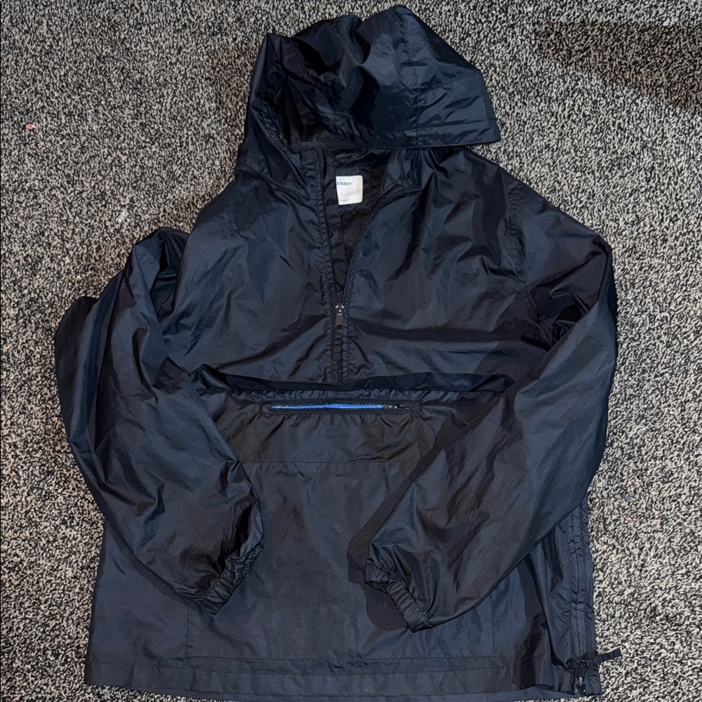 Black Hooded Windbreaker Jacket